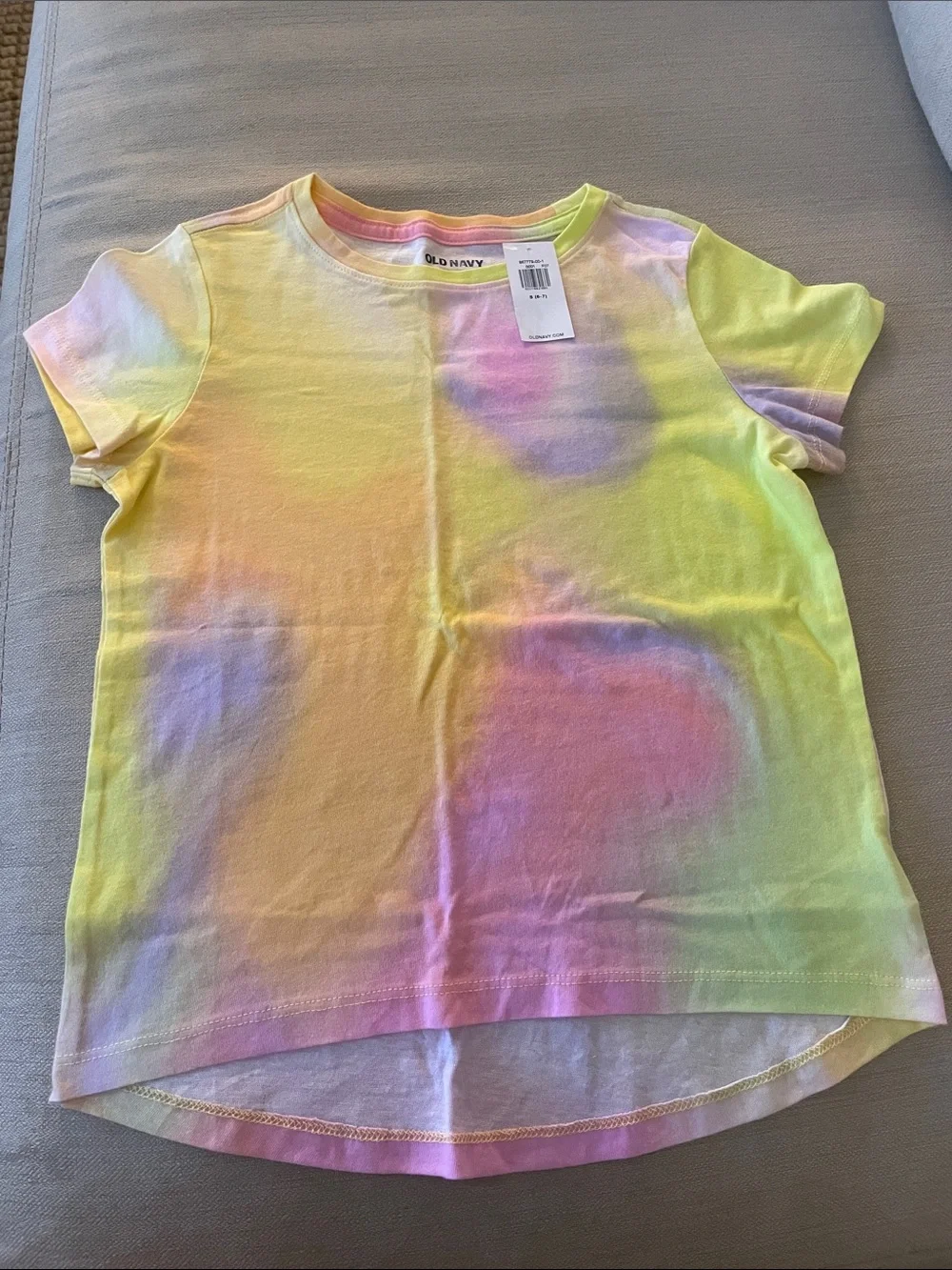 Old Navy Girls Tie-Dye Short Sleeve Tee in Pastel Yellow Pink Purple Small (6-7)